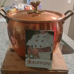 Copper Stock Pot with Brass Handles